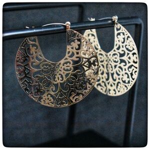 Gold Filigree Statement Earrings with Intricate Designs